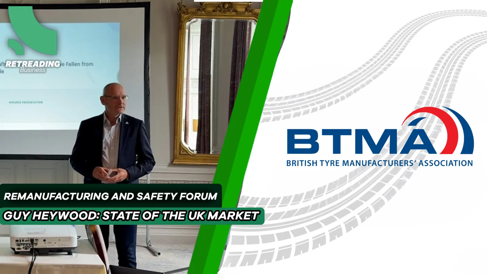 BTMA Remanufacturing and Safety Forum presentation title slide featuring Guy Heywood: State of the UK Market